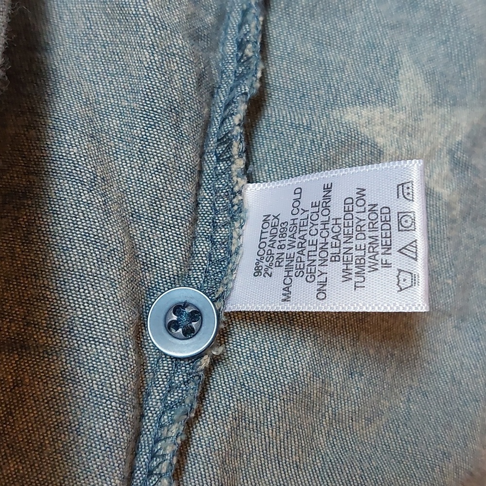 D & co Star Chambray Button Down Shirt Denim & Company Top XXL 2X - Picture 6 of 8